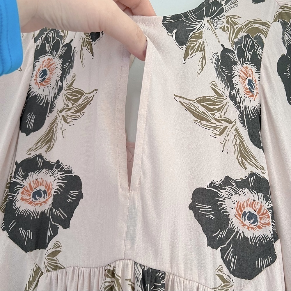 Free People Floral Print Bell Sleeve Mini Dress Size Small - Picture 3 of 6